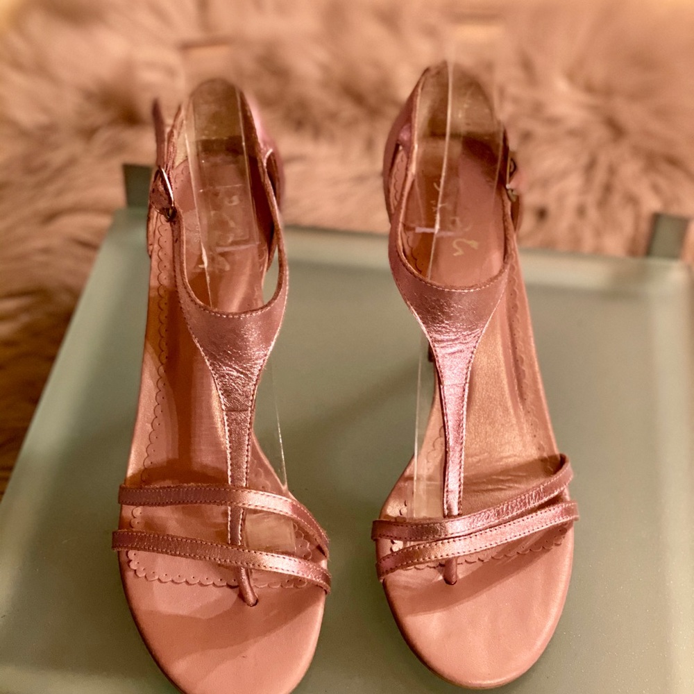 BCBG Metallic Pink Strappy Sandal